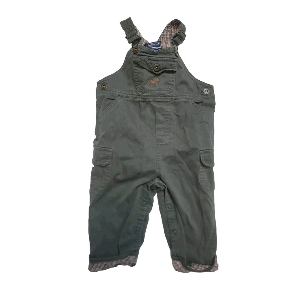 Vintage Kitestrings Boys Overalls  24 Months  Olive Green